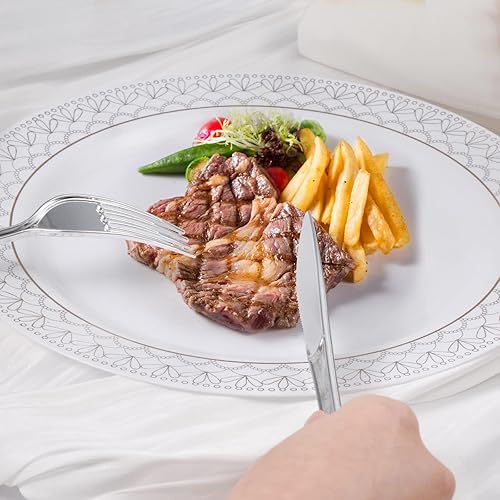 Vista 15 de Cubiertos de plástico dorado con servilletas, 100 paquetes de servilletas y cubiertos preenrollados, juego de cubiertos desechables envueltos