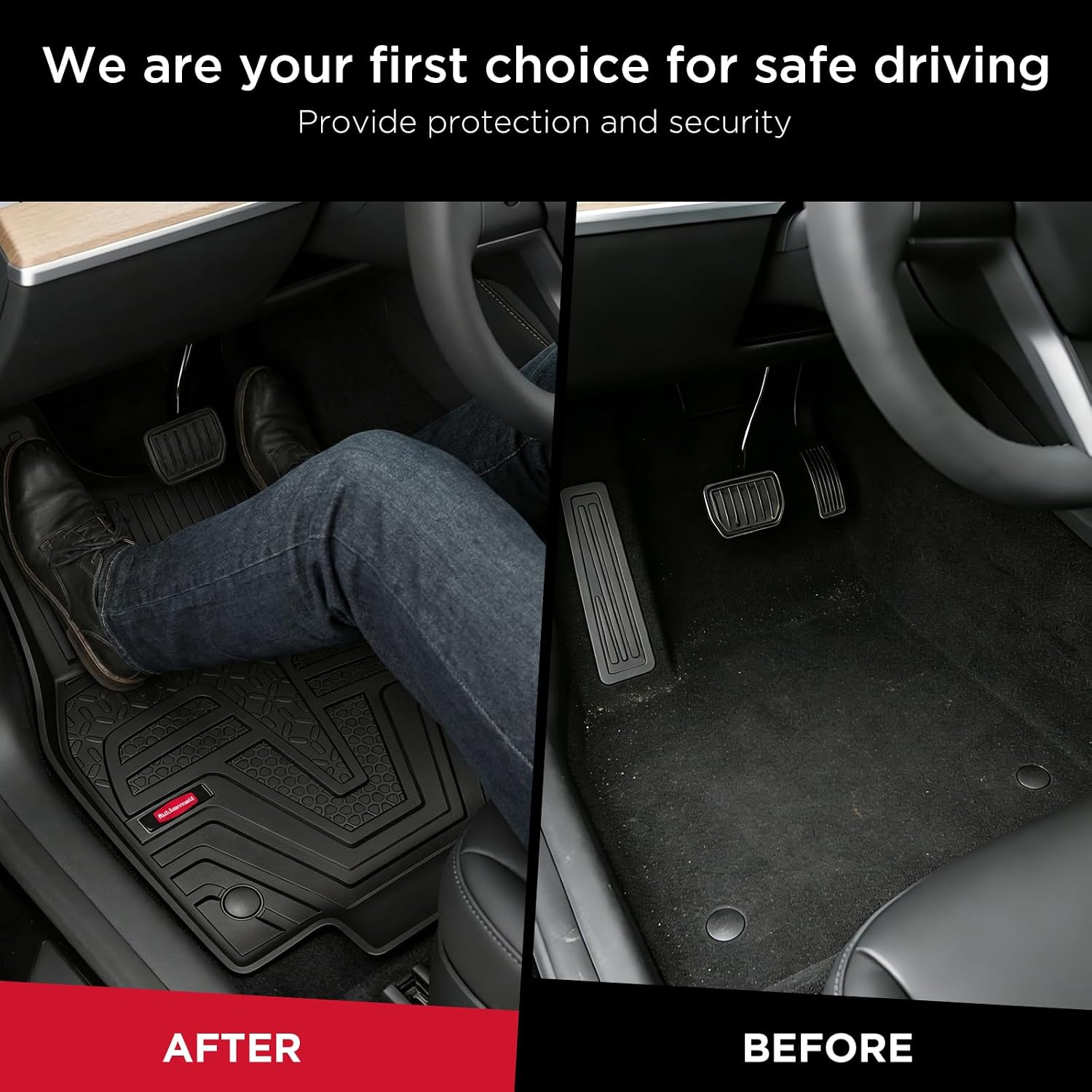 Rubbermaid Floor Mats for Tesla Model Y 2025–2026 Juniper (Not for Standard) | All Weather Rubber Floor Liners Custom Fit Waterproof Heavy Duty Car Mats 1st & 2nd Row Full Set Interior Accessories