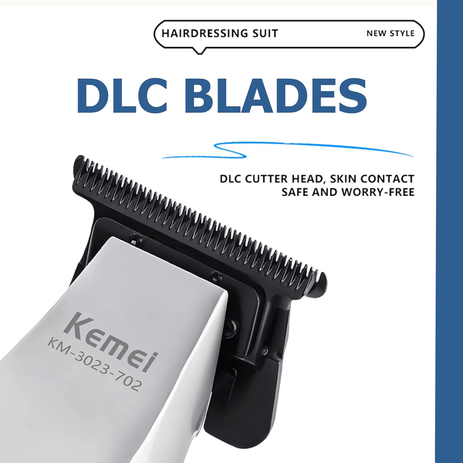 KEMEI Hair Trimmer for Men, Coldless Hair Clippers for Men Professional 9000 RPM Mens Hair Trimmer with LED Display Zero Gap Trimmers for Barbers Ceramic and DLC Blades KM-3023-702