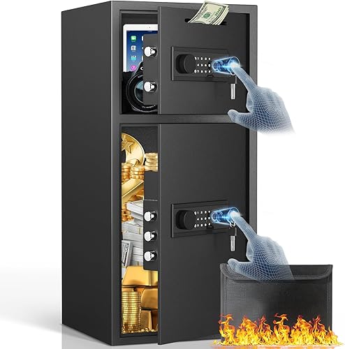 Miniatura 11 de Caja fuerte grande, caja fuerte para el hogar de 5.0 cachorros con llave retroiluminada y estante extraíble, caja fuerte para negocios con alarma