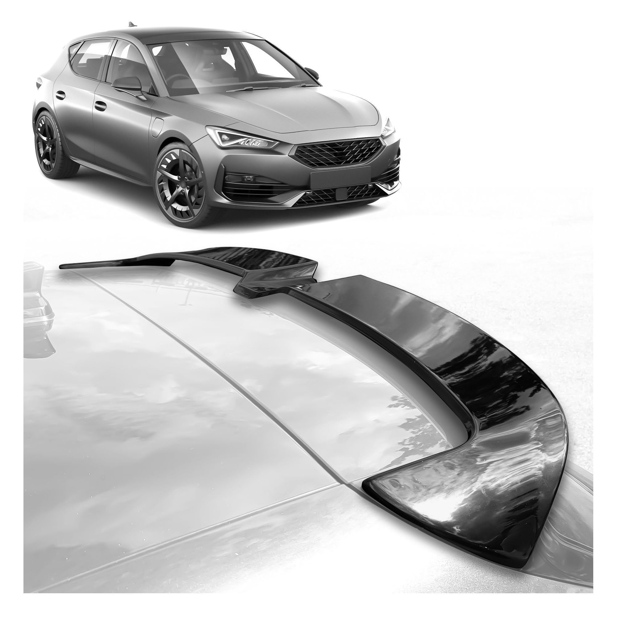 CHROMEMASTER | Alerón Trasero, Spoiler para Techo Compatible con Cupra León Hatchback 2021+; Accesorios de Coche - Spoiler para Coche; Poliuretano; para Pintar; Método de Montaje: Pegamento; Abe