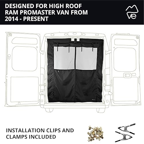 Miniatura 5 de VanEssential Pantalla para puerta trasera, cierre de cremallera central, diseñada para RAM PROMASTER Van