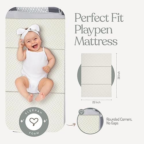 Miniatura 5 de Sleepah Pack and Play - Colchón de triple pliegue de doble cara (firme para bebés) y espuma viscoelástica suave (para niños pequeños) almohadilla de