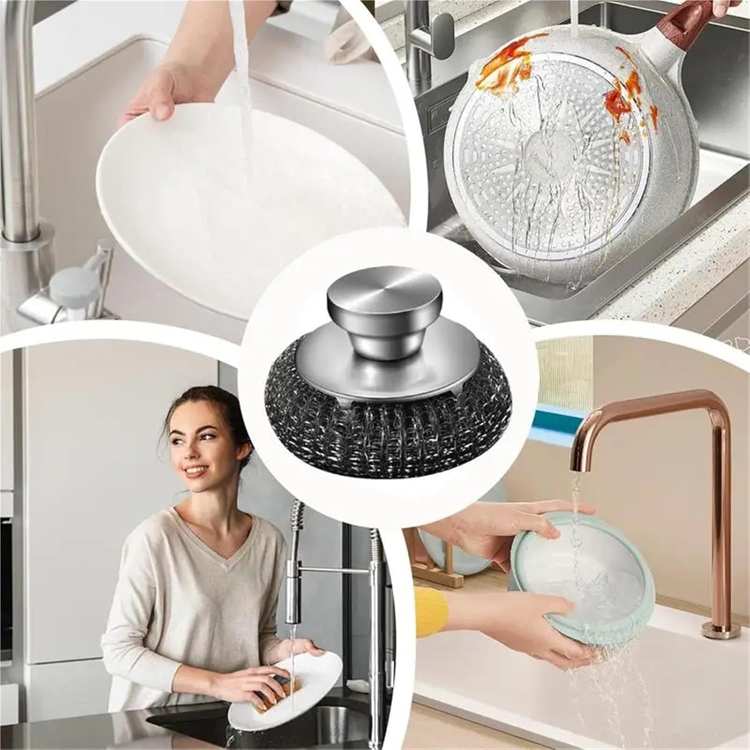 Stainless Steel Scourer 10pcs Stainless Steel Scrubber Stainless Steel Cleaning Pads Dish Brush Stainless Steel(Gray)