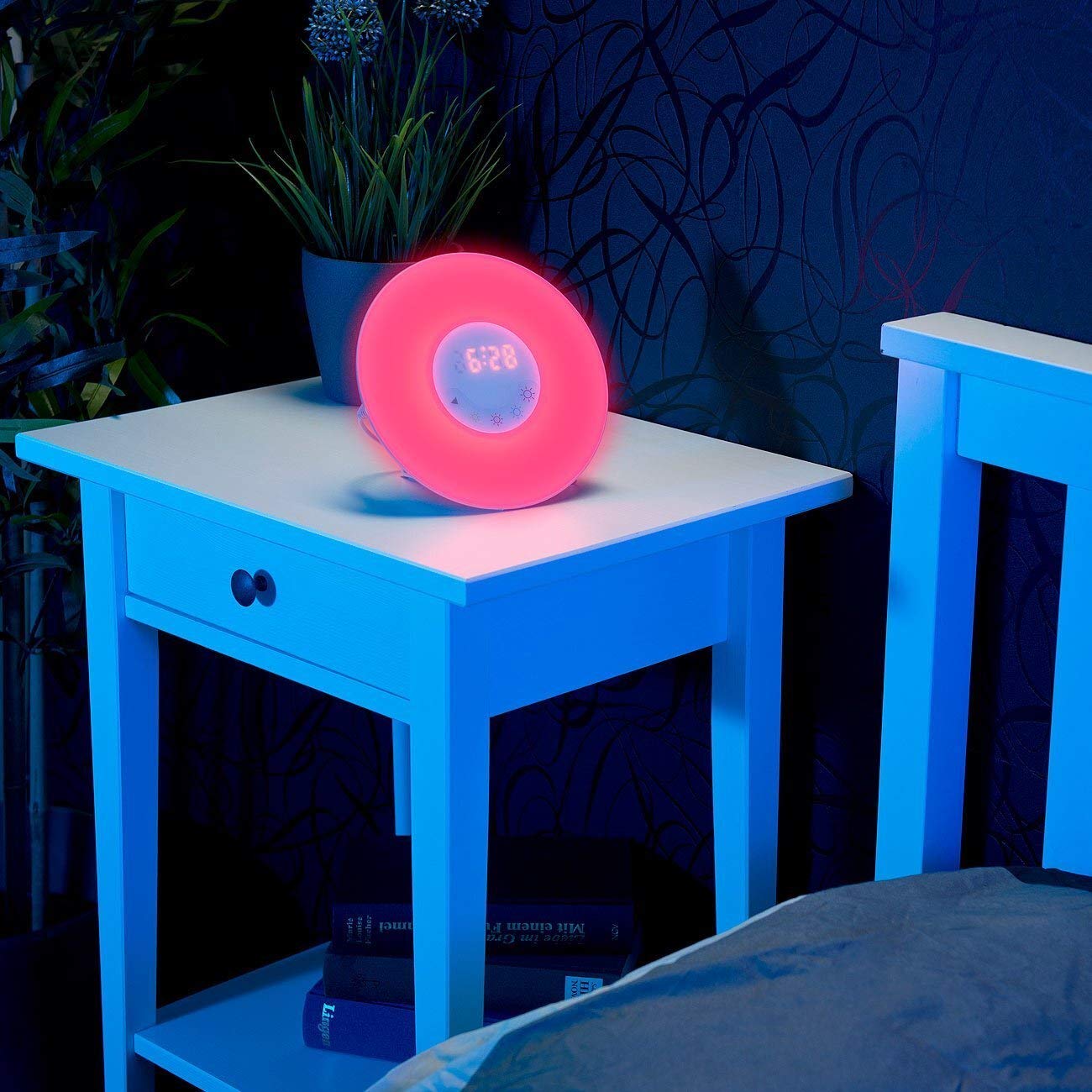 Monsterzeug Radiowecker weiß, Lichtwecker Sonnenaufgang mit Touchfunktion, Wecker mit Naturklängen und Farbwechsel, Wake up Light