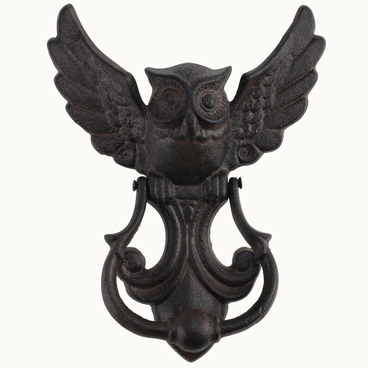 Bolifish Antique Gothic Owl Door Knocker - Heavy Duty Cast Iron Rustic Black Front Door Handle for Garden, Farmhouse & Home (1 Pack)