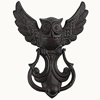 Bolifish Antique Gothic Owl Door Knocker - Heavy Duty Cast Iron Rustic Black Front Door Handle for Garden, Farmhouse & Home (1 Pack)