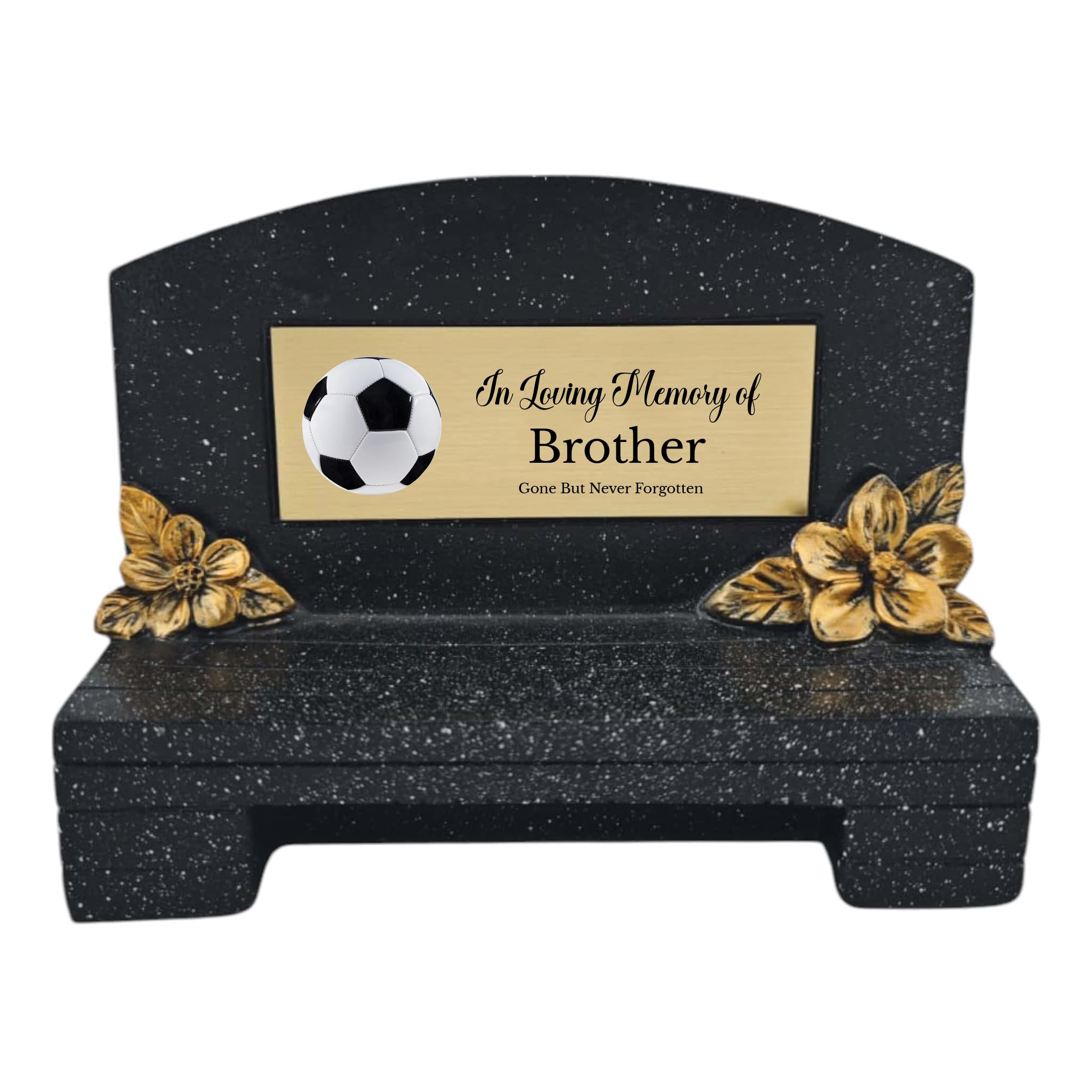 1stclassgifts In Loving Memory Of Memorial Bench With Plaque Grave Marker With Football Design Mum Dad & Lots More Black/Gold (UV PRINTED) (Brother)