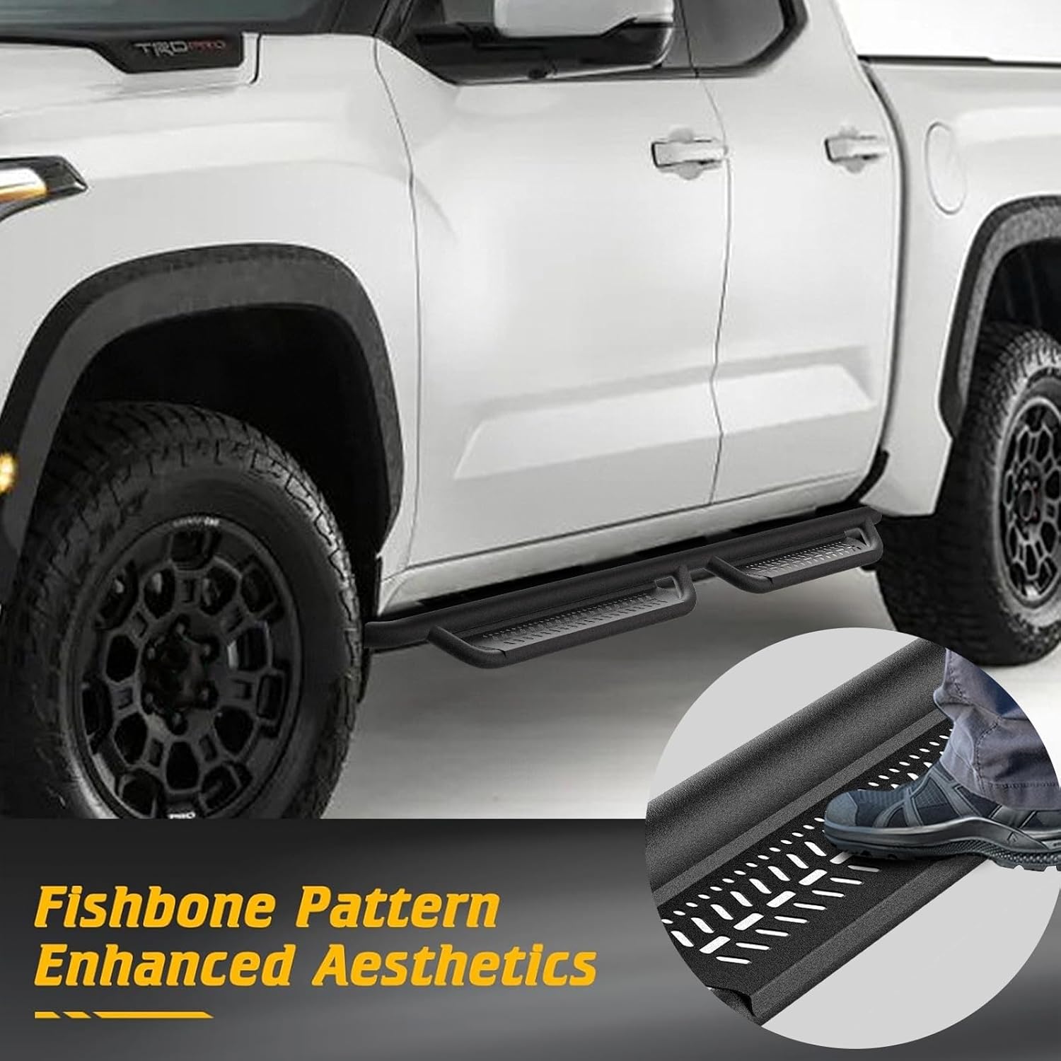 Running Boards Fit for Toyota Tundra Double Cab 2022-2025 2026 (2 Narrow Rear Door) Anti-Slip Alloy Steel Drop Down Side Steps Two Stair Rock Sliders Rails nerf Bars Black Powder Coated