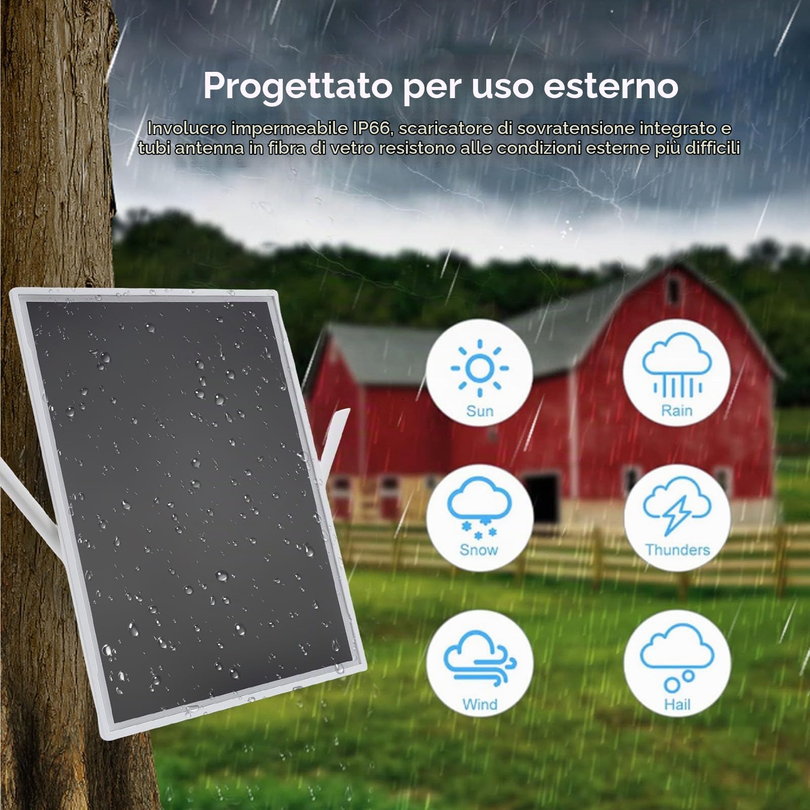Batteria Solare SEGNALE SEGNALE ESTENTALE WIFI 15W, Esterno a Lungo Raggio Fino a 328 Piedi, Amplificatore Router Internet 5G, Ripetitore Wireless da 300 Mbps, IP66 RAUP Proof