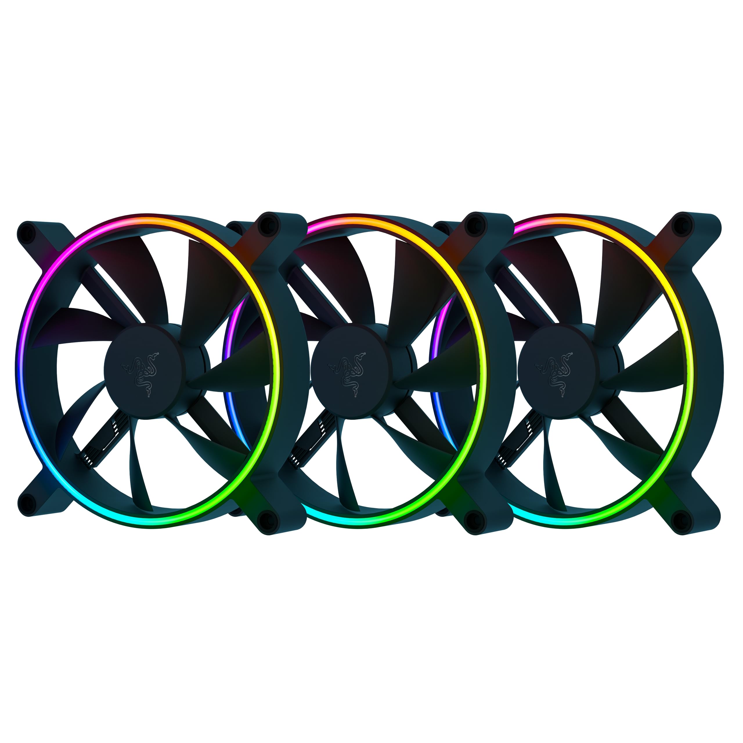 Razer Kunai Chroma Hydraulic RGB LED PWM Perform. Fan (140mm)- Ventole idrauliche aRGB PC (Silenziose, Potenti, collega fino a 8 ventole, Supporto controller ventola PWN, Chroma aRGB) 3 ventola, Nero