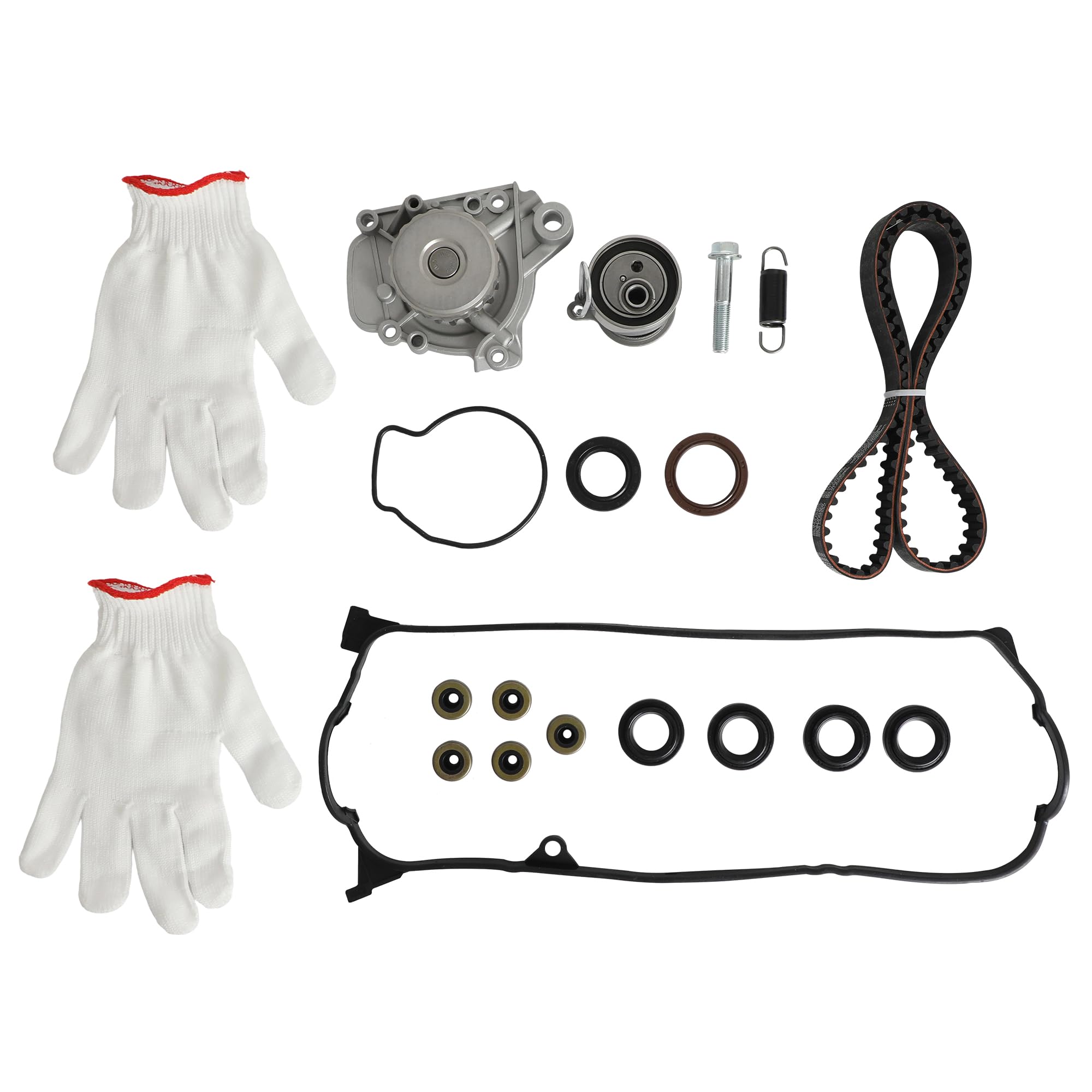 Timing Belt Kit with Water Pump for 2001-2005 Honda Civic 1.7L L4 Engine - Replaces OEM TCK312 &amp; WP4034, Fits All Trims (DX/LX/EX/HX)