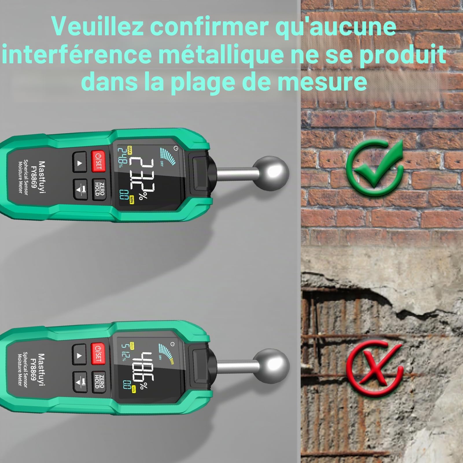 Humidimètre Mural Sans Contact Testeur LCD Alarme Bois & Matériaux | Testeur d'Humidité Non Destructif avec Alarme Sonore et Écran LCD pour Bois et Matériaux de Construction (Mur, Sol, Plafond)