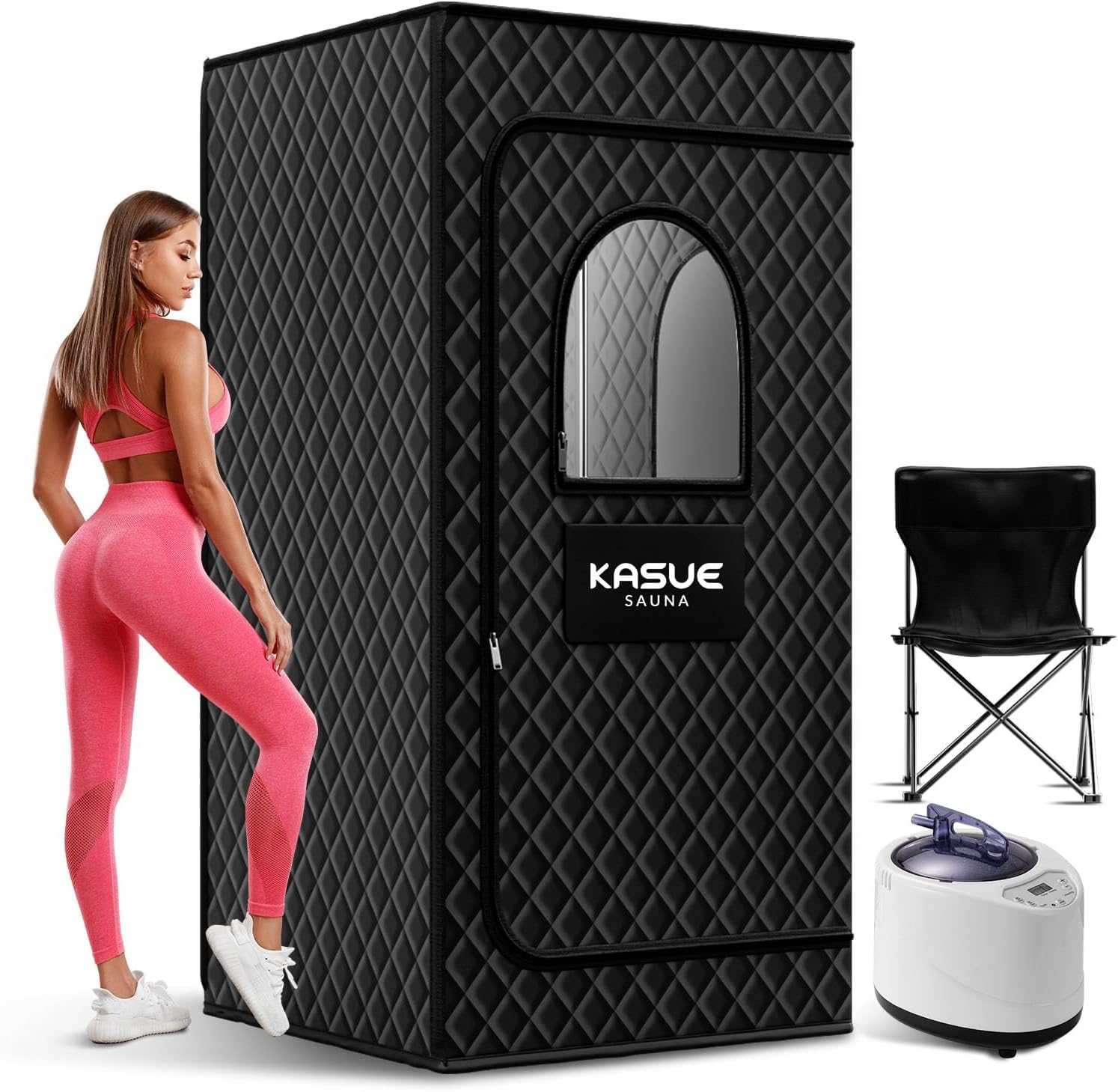 Infrared Sauna, Portable Steam Sauna Box, Indoor & Outdoor(Dark Black)