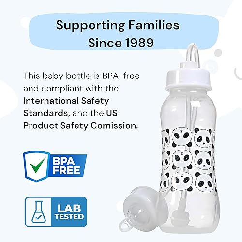 Miniatura 3 de Hands-Free Baby Bottle - Sistema de enfermería anticólicos biberón de 9 onzas con pezóntetina de flujo rápido 3 meses + bebé con sistema de