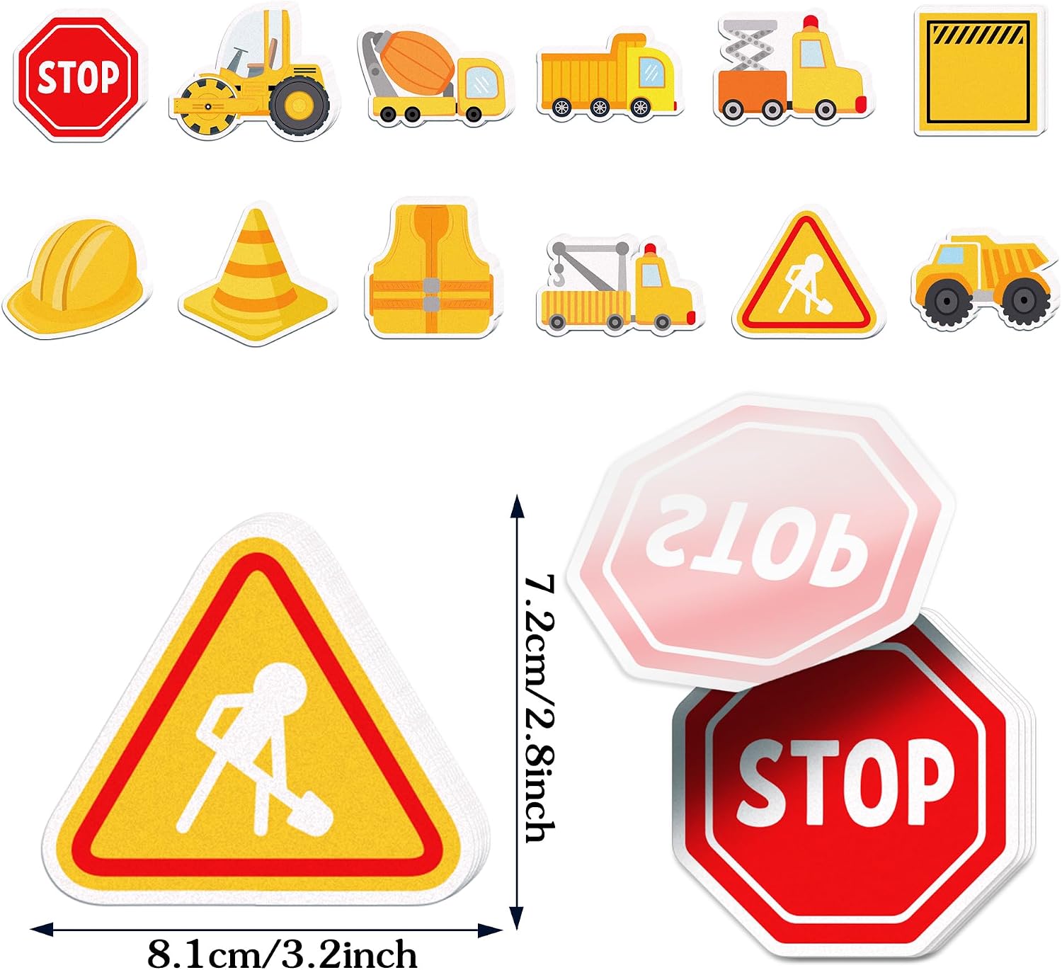 240 Pages Engineering Sticky Notes Set - 12 Construction Self-Sticky Notepads with Dump Trucks, Stop Signs, and Safety Gear Designs for Writing Memos, Reminders, and Notes, Construction Party Favors image 2