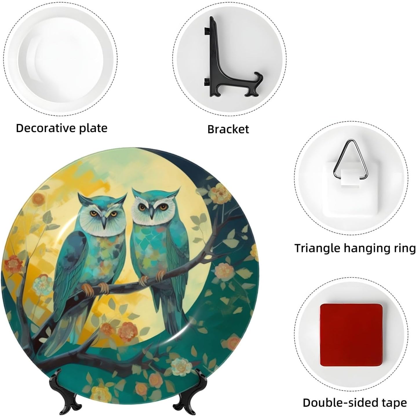 Decorative Plate Art Crafts Bone China Decorative Plate with Display Rack Souvenir Wall Decor Ceramic Ornaments Dinner Plates Ceramic Decoratives Plates for Home Office 10in