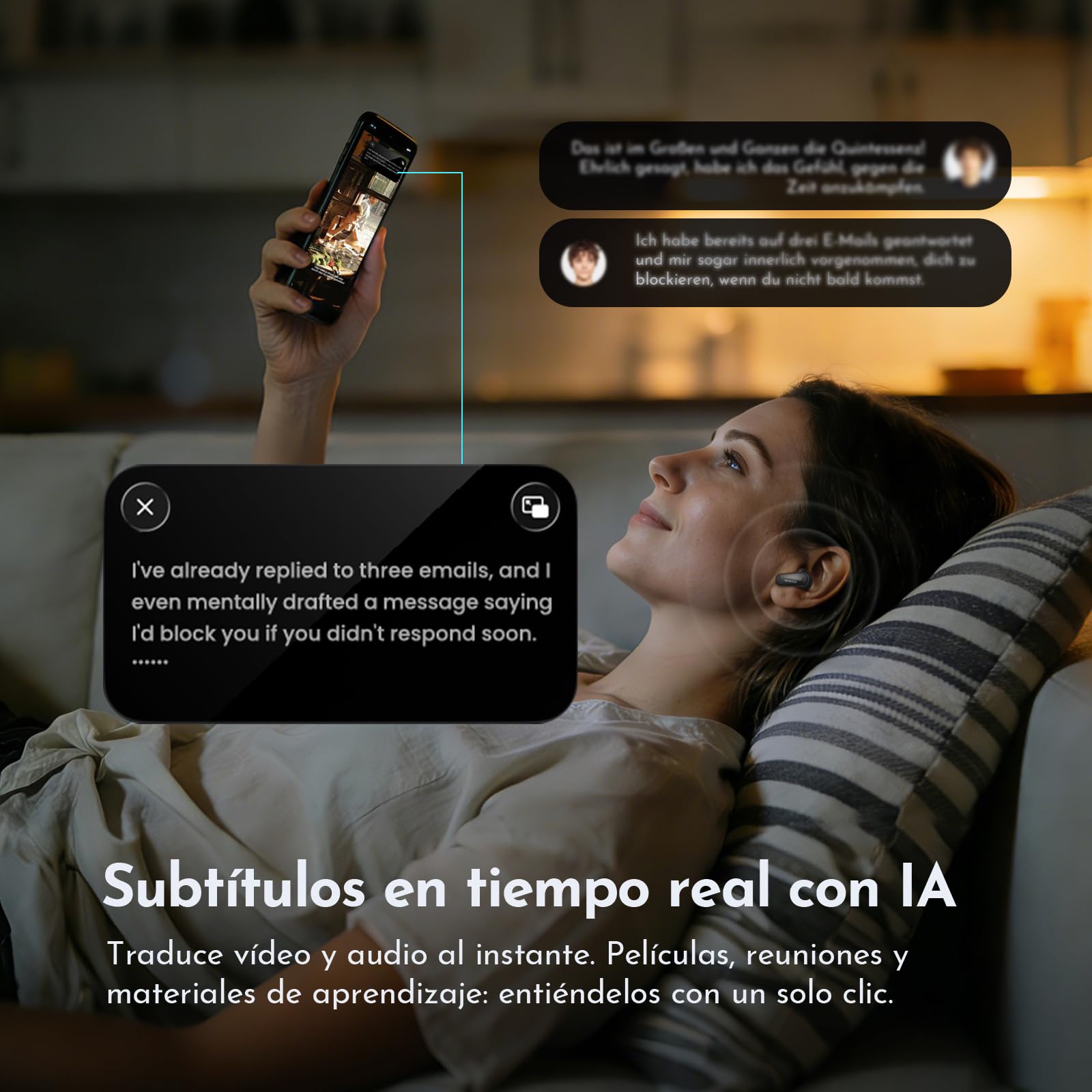 MINISO MS119 Auriculares Traductor en Tiempo Real,Auriculares Traductores Simultaneos IA 3 en 1, 165 Idiomas y 9 Modos de Traducción, Bluetooth 6.0, 48H de Autonomía para Viajes, Negocios y Estudios