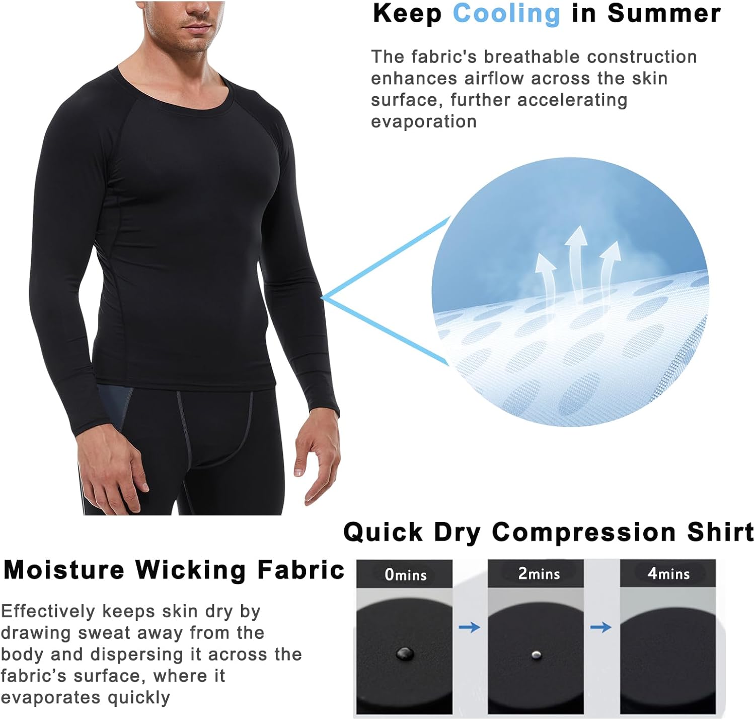 SPVISE Cool Dry Compression Shirt for Men Long Sleeve Workout Running T-Shirt Gym Tops Breathable Sports Baseball Undershirts - Image 5