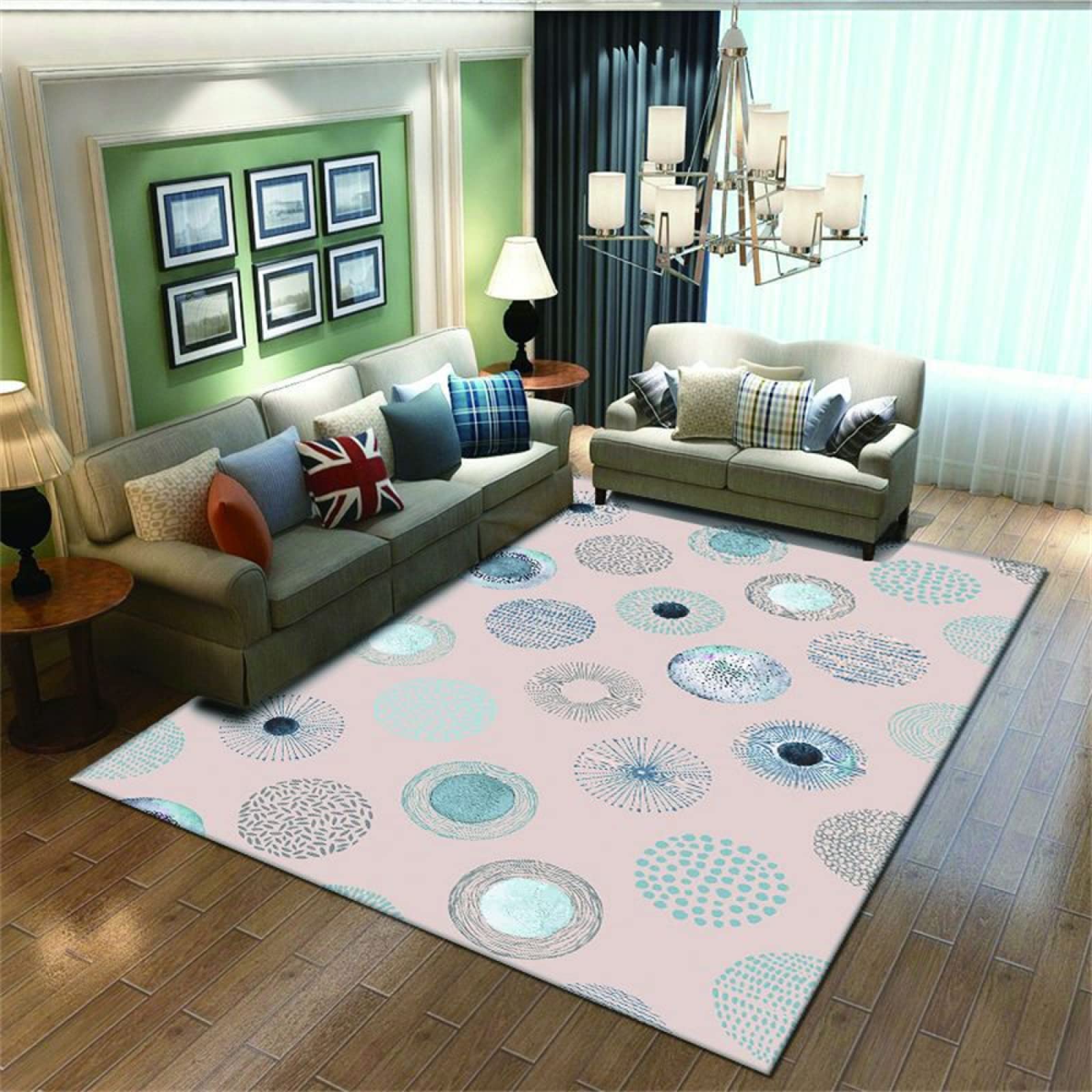 Tapis maison lavable rose et bleu 60x120 cm pour un entretien facile