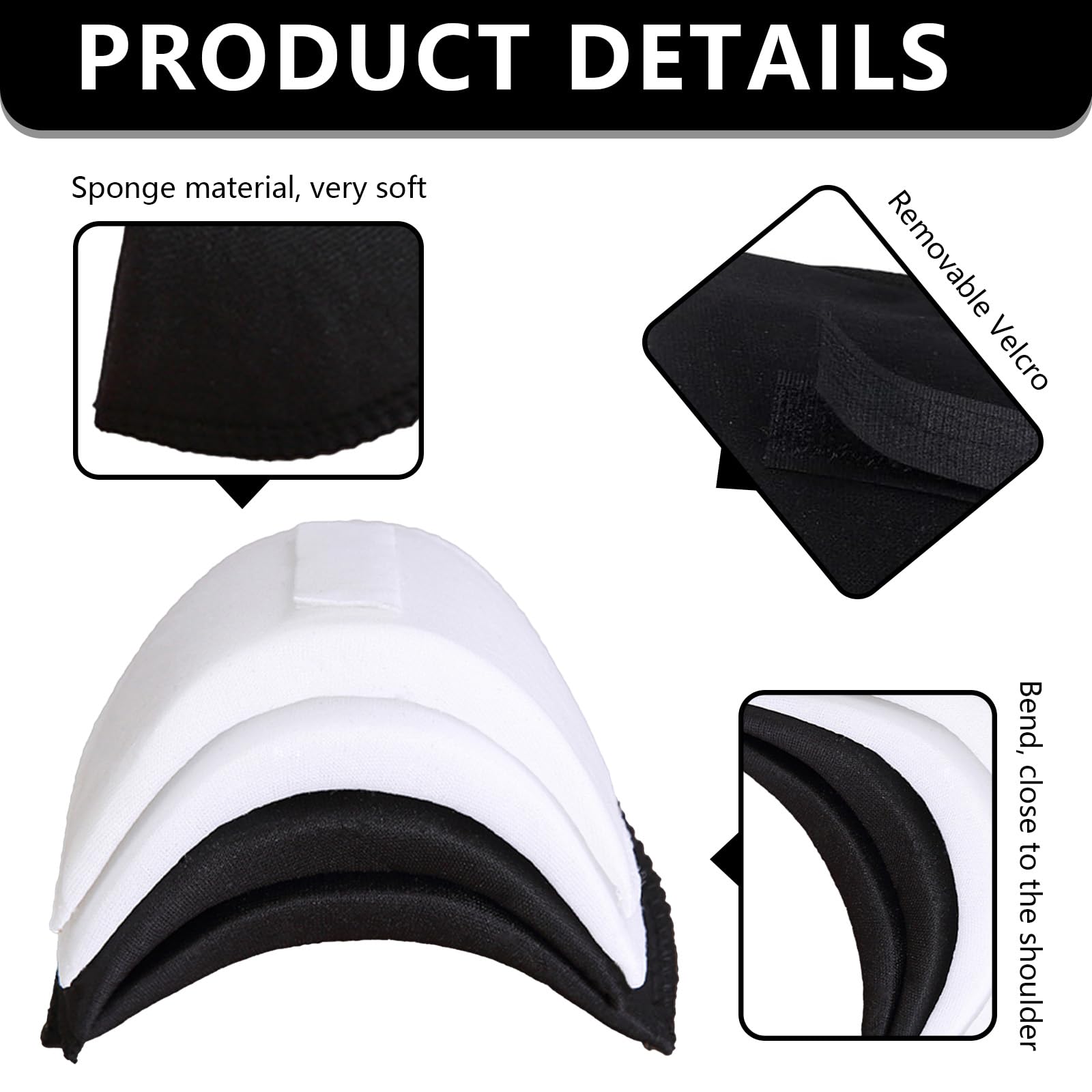 4 Paia Spalline Imbottite In Spugna - Rimovibili E Riutilizzabili - Per Migliorare La Forma Delle Spalle In Abiti E Vestiti - Foto 9