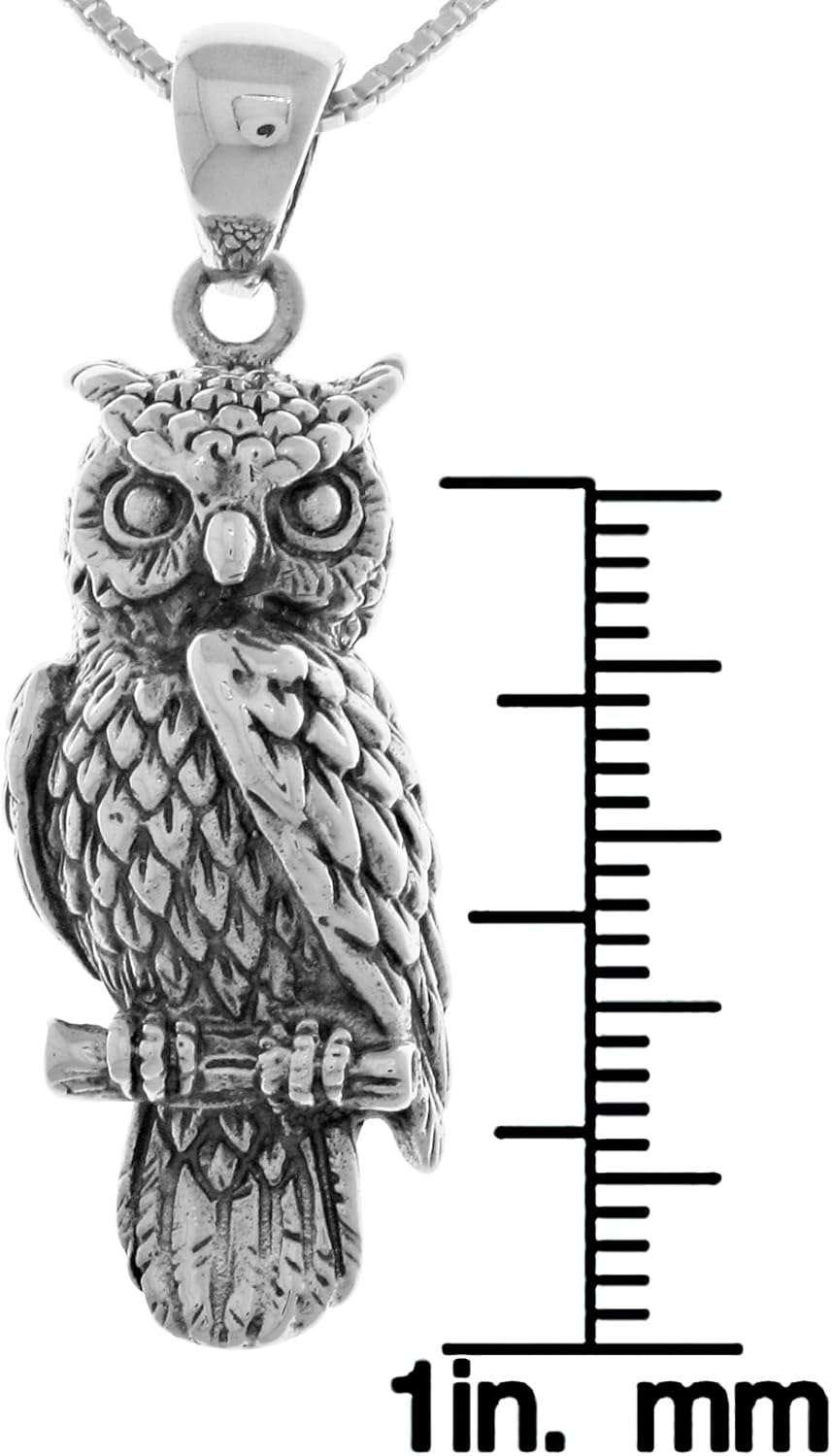 Jewelry Trends Perching Owl Bird Sterling Silver Animal Pendant Necklace 18" - Image 3