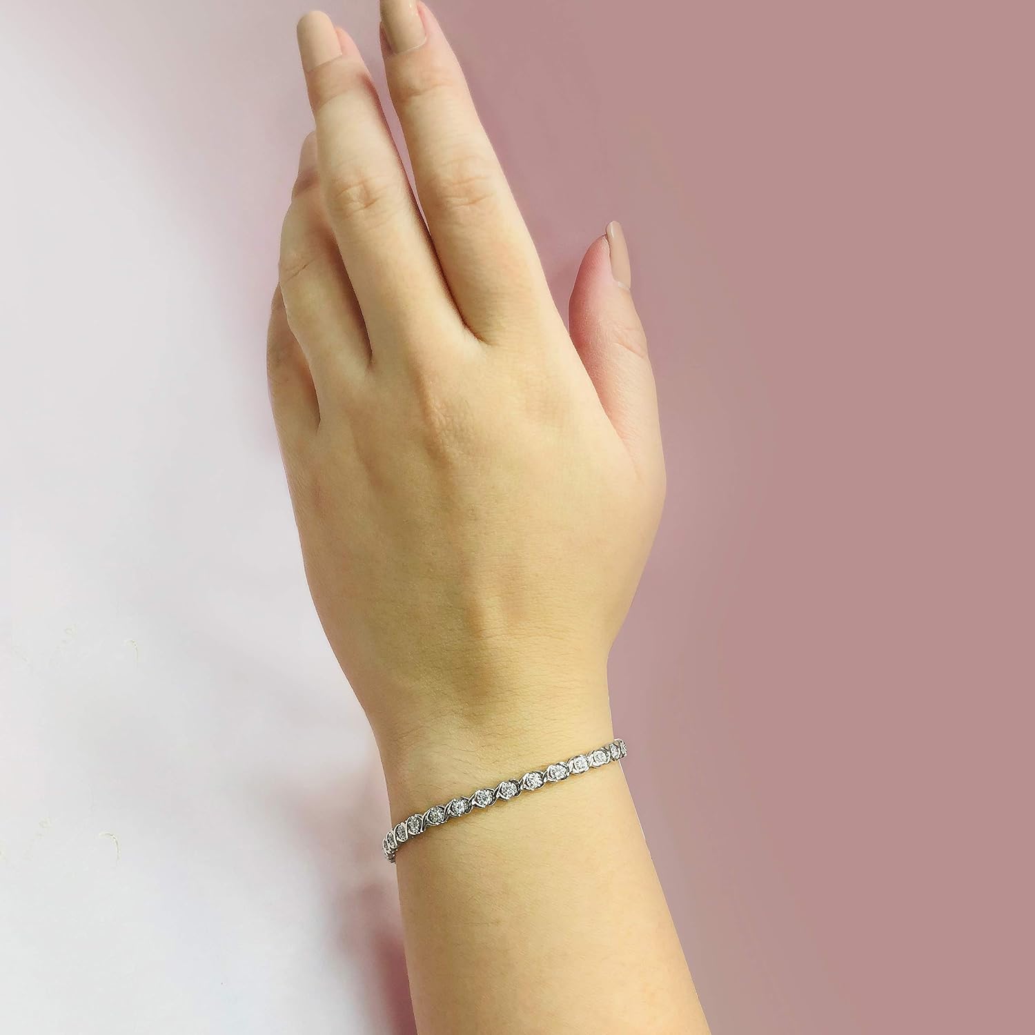 Diamond Wish 1 Carat Round Diamond XOXO Tennis Bracelet in 14k Gold (I2-I3, cttw) 7 Inches Long with Box Clasp
