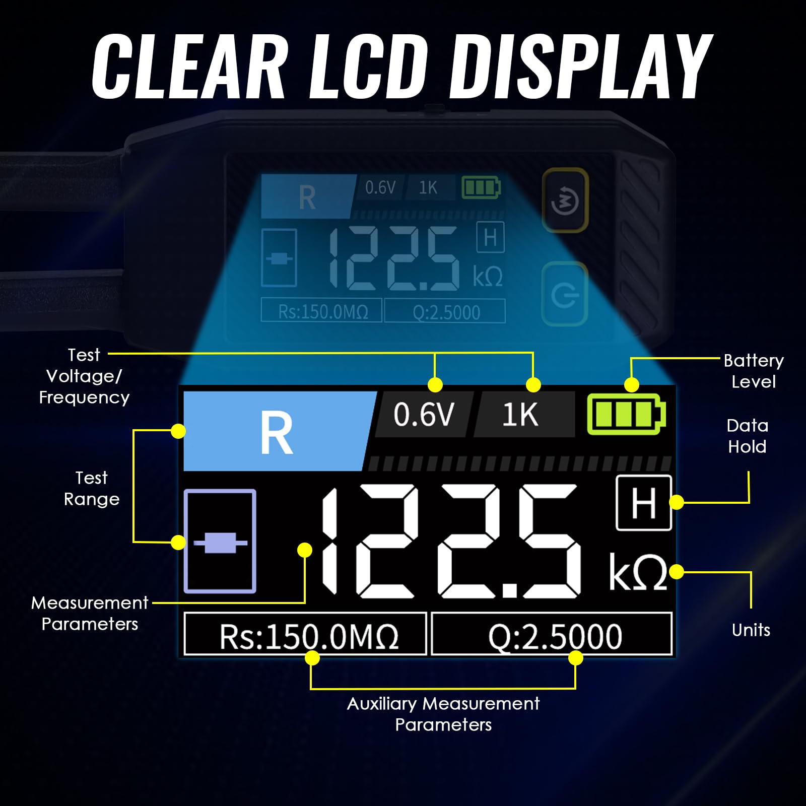 Pinza de 10 kHz para medidor LCR, medidor ESR, multímetro mini SMD, probador de capacidad, inductancia y diodos, multímetro de medición para componentes electrónicos, probador de diodos para