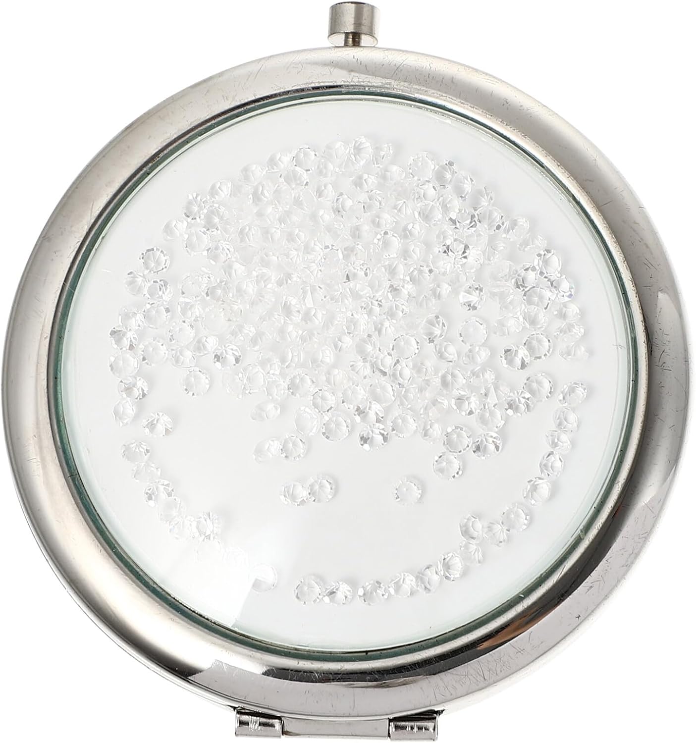 Abaodam Mini Foldable Double-Sided Women Makeup Mirror, Round Metal