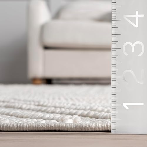 Miniatura 2 de nuLOOM Makena - Alfombra geométrica de 5 x 8 pies para sala de estar, dormitorio, comedor, cocina, color blanco roto