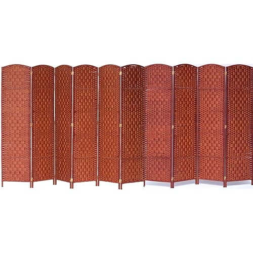 Legacy Decor Diamond Weave Fiber Room Divider (10 Panel, Honey)