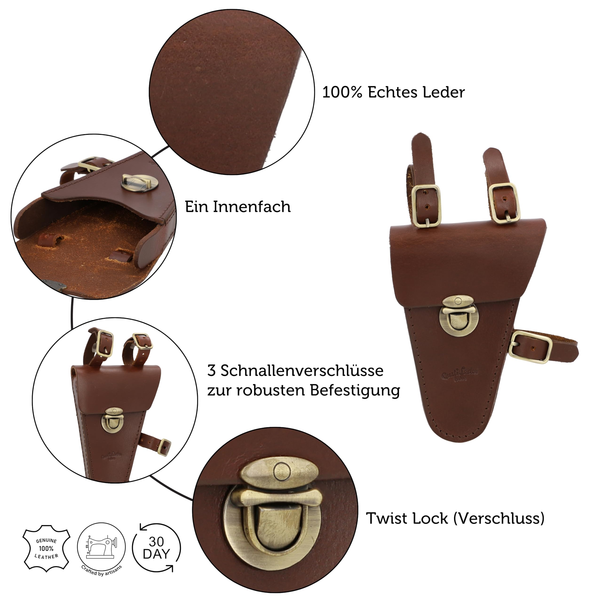Gusti Rahmentasche Leder - Stephen R. Fahrradtasche für Werkzeug Ledertasche Vintage Braun Leder