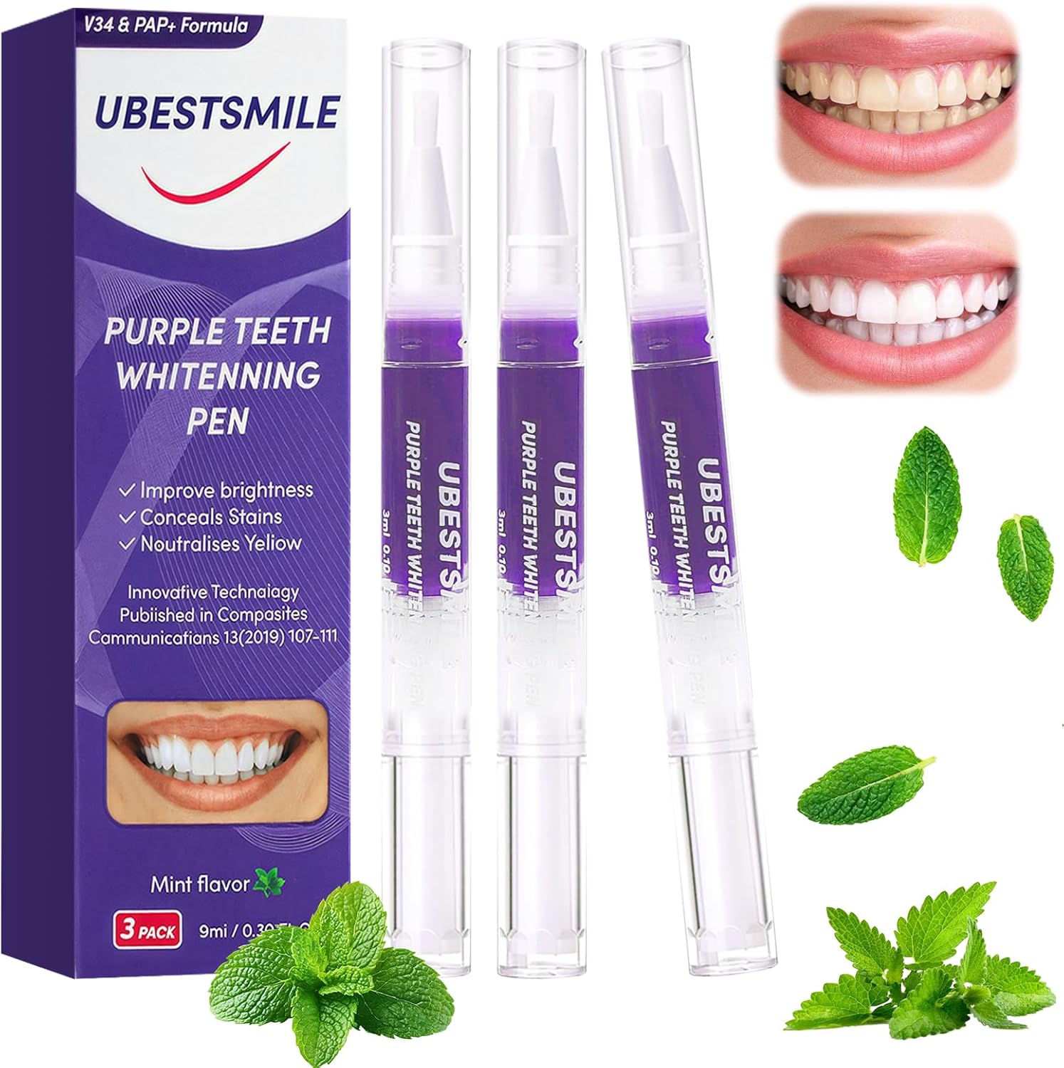 Gel Blanqueador Dental Morado 3 Pack
