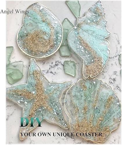 Miniatura 6 de Moldes de silicona con forma de concha de concha súper brillante de 4.5 pulgadas, molde de resina epoxi, molde de fundición de resina para posavasos