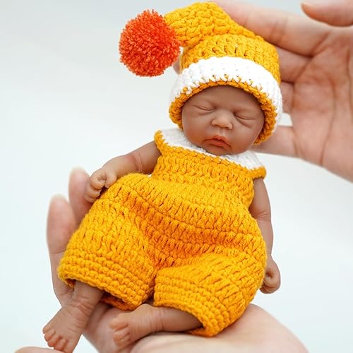 Miniatura 3 de Miaio Muñeca Reborn de silicona de 7 pulgadas, muñeca de bebé recién nacida realista de silicona para aliviar el estrés, 02