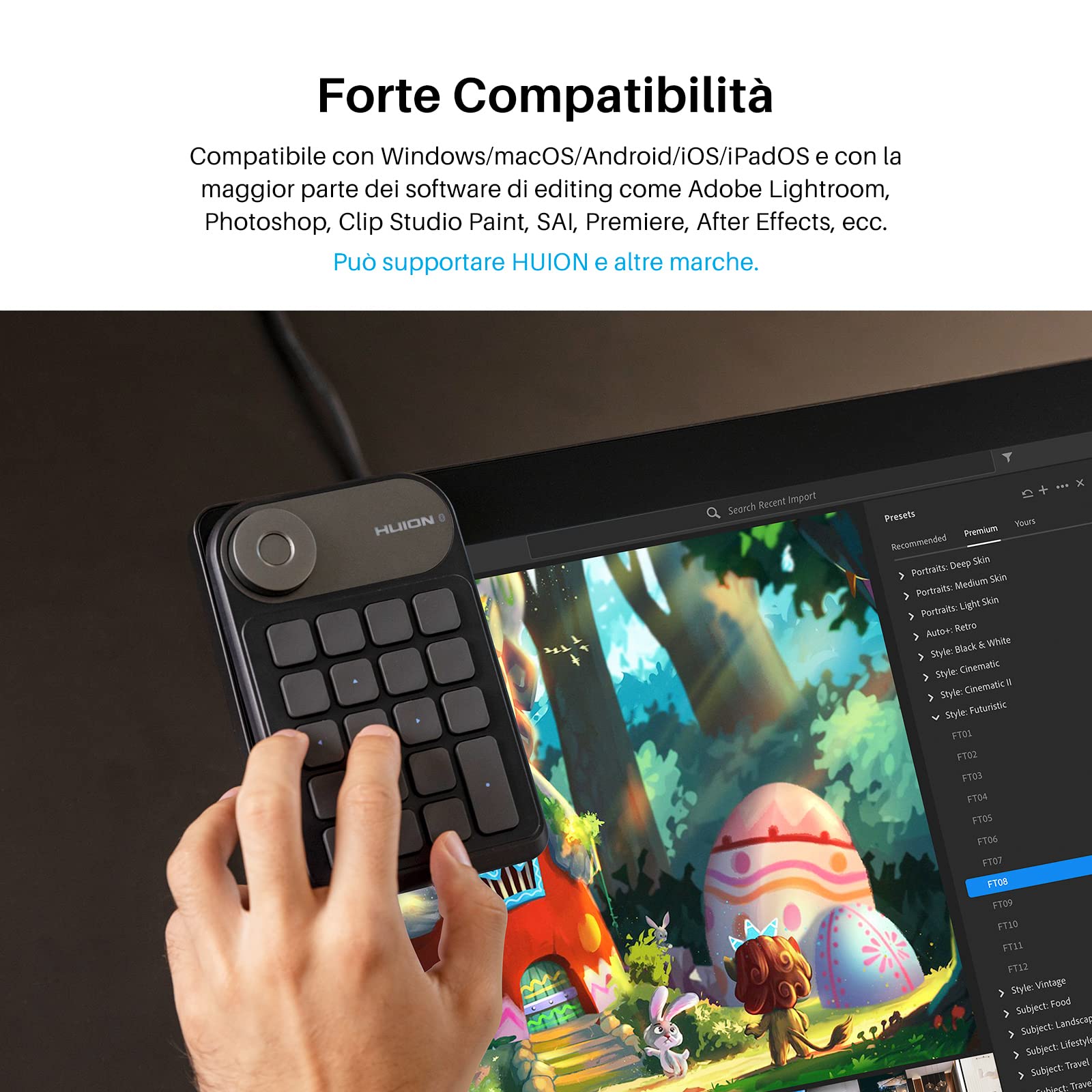 HUION Keydial Mini K20 Tastiera Remota Bluetooth 5.0 per Display da Disegno e Tavoletta Grafica con Controller a Quadrante+18 Tasti Personalizzati, Tastiera Portatile per PC, Laptop, Mac