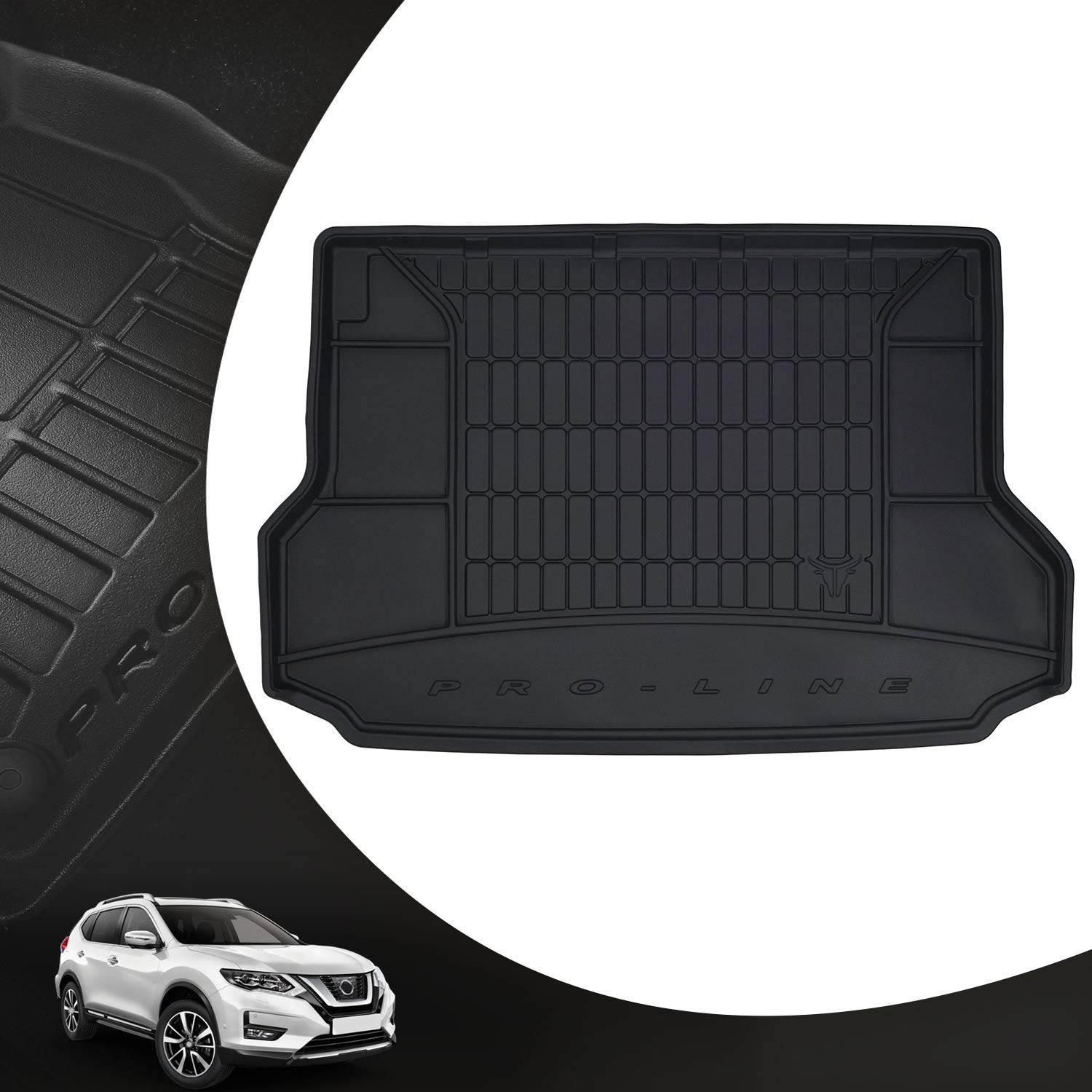 OMACPremium Trunk Mats for Nissan Rogue 2017-2022, 3D Molded Rear Guard Cargo Liners, Black TPE Rubber All Weather Protected Odorless Heavy Duty