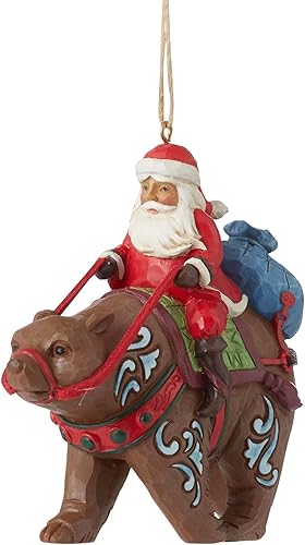 Enesco Jim Shore Heartwood Creek - Adorno colgante de oso montante de Papá Noel, 3.94 pulgadas, multicolor