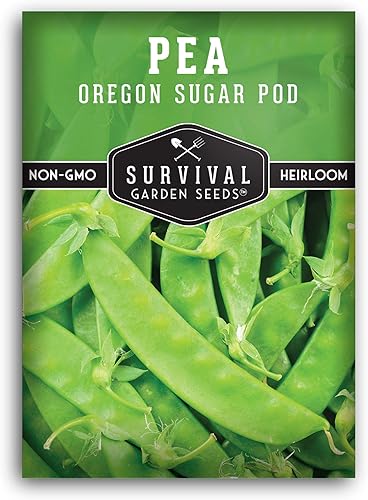 Survival Garden Seeds -Oregon Sugar Pod II Semilla de guisante para plantar - Paquete con instrucciones para plantar y cultivar deliciosos guisantes