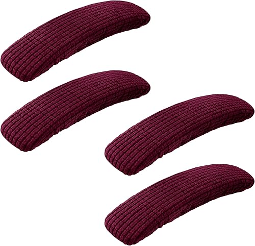 Miniatura 9 de SARAFLORA Paquete de 4 fundas elásticas para silla de oficina, de elastano, resistentes a las manchas, para sillas de escritorio, brazos, color negro
