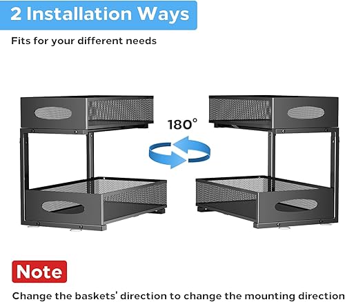 Miniatura 6 de Organizador para debajo del fregadero, 2 niveles extraíbles con cajones deslizantes de malla, estante de almacenamiento deslizante para el hogar,
