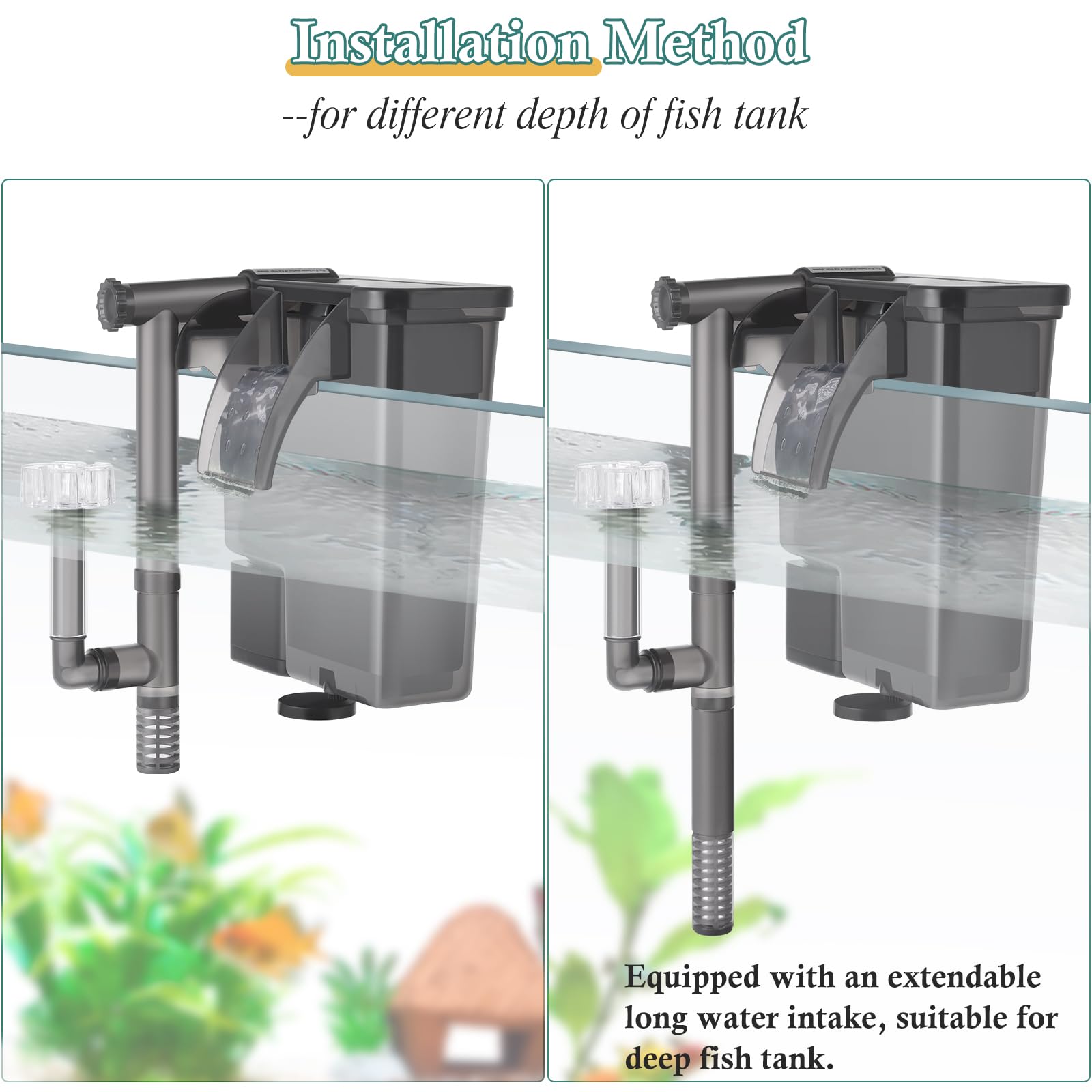 Filtro de acuario para colgar, filtro silencioso para pecera con cartucho de filtro