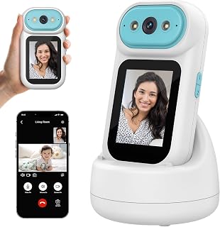 MYPIN Handheld Video Call Smart Indoor Camera, Nanny Baby Pet Camera, 2-Way Video Call 350°Pan for Home Security, Move Tracking, Alarm Push 2K 2.8inch Screen, Night Vision