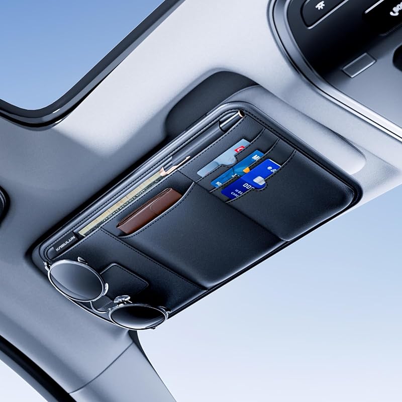 Organizador para Para-Sol de Carro SFWAYA com Bolsos, Porta-Óculos e Porta-Cartões