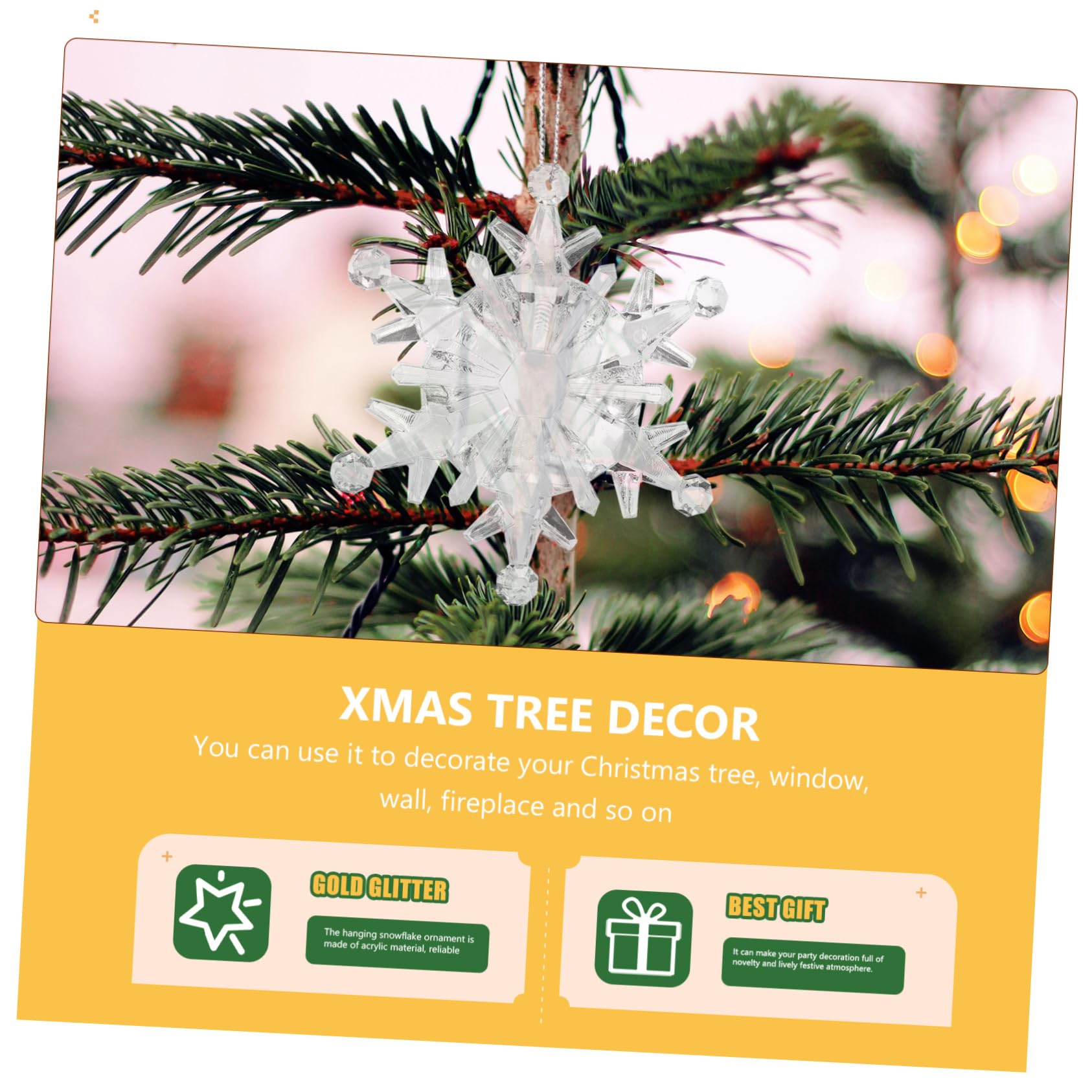 50 Stück Acryl Weihnachtsbaum Anhänger Schneeflocke Silberne Hängende Dekoration für Weihnachtsbaum und Fenster Zarte Weihnachtsdeko für Festliche Stimmung