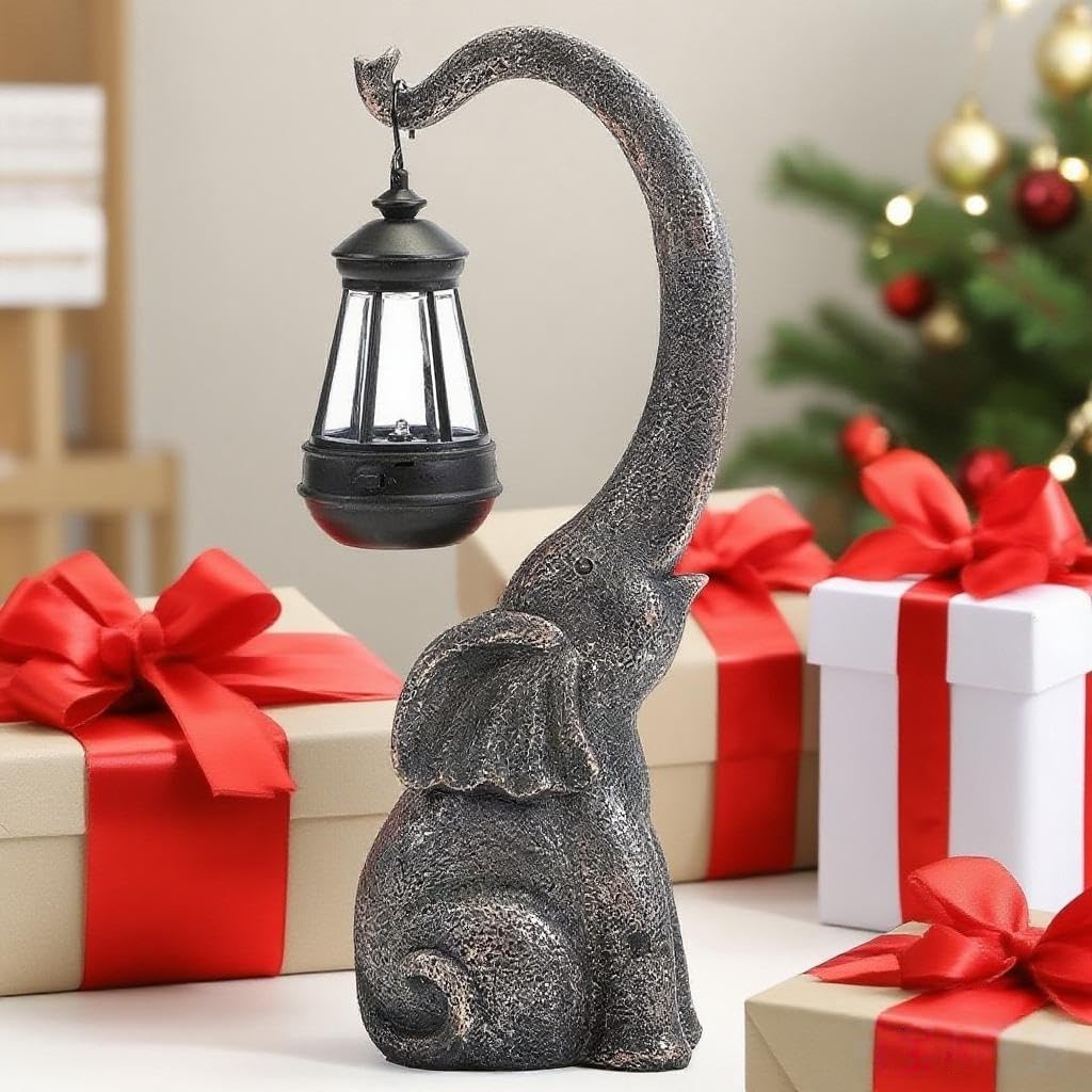 Elephant Garden Statue Solar Lights Outdoor Elephant Statue Porch Decor for Outside Patio Lawn Porch Balcony, Yard Art Lawn Ornaments Elephant Decor Birthday Gifts for Women Mom Grandma Animal Lovers - Image 2