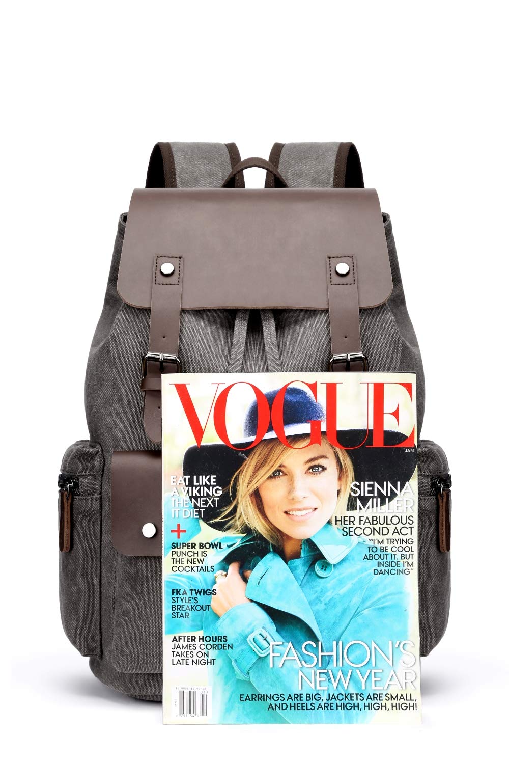 Zaino Vintage in Tela e Pelle, Grande Capacità Multi-Tasca per Università, Viaggi & Lavoro, Zaino Impermeabile per Scuola (Verde Oliva)