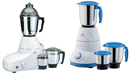 Bajaj GX-8 750W Mixer Grinder with Nutri Pro Feature, 3 Jars, White & Bravo Dlx 500-Watt Mixer Grinder (White/BLUE)