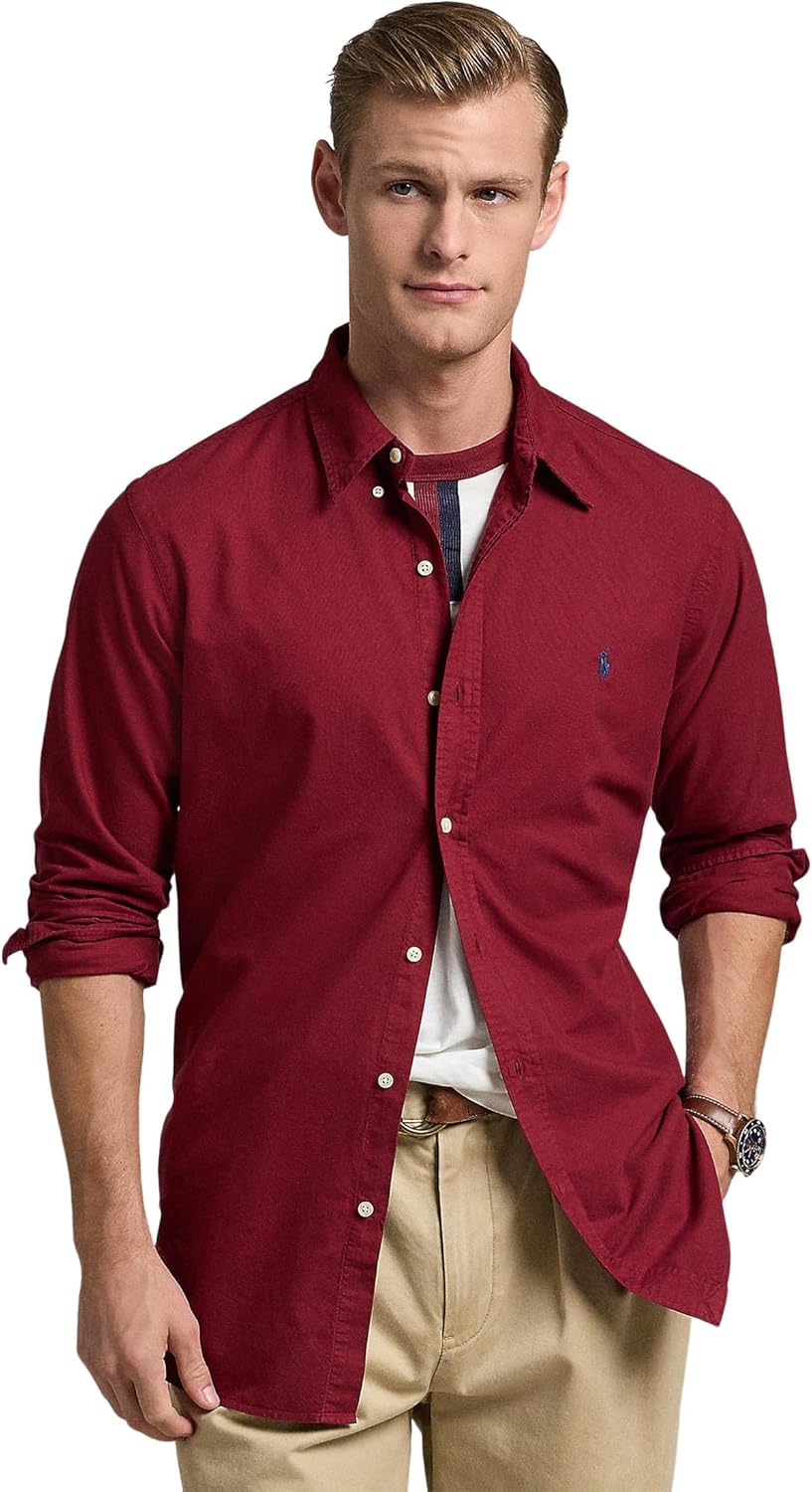 POLO RALPH LAUREN Mens Classic Fit Garment-Dyed Oxford Shirt Red Carpet Large