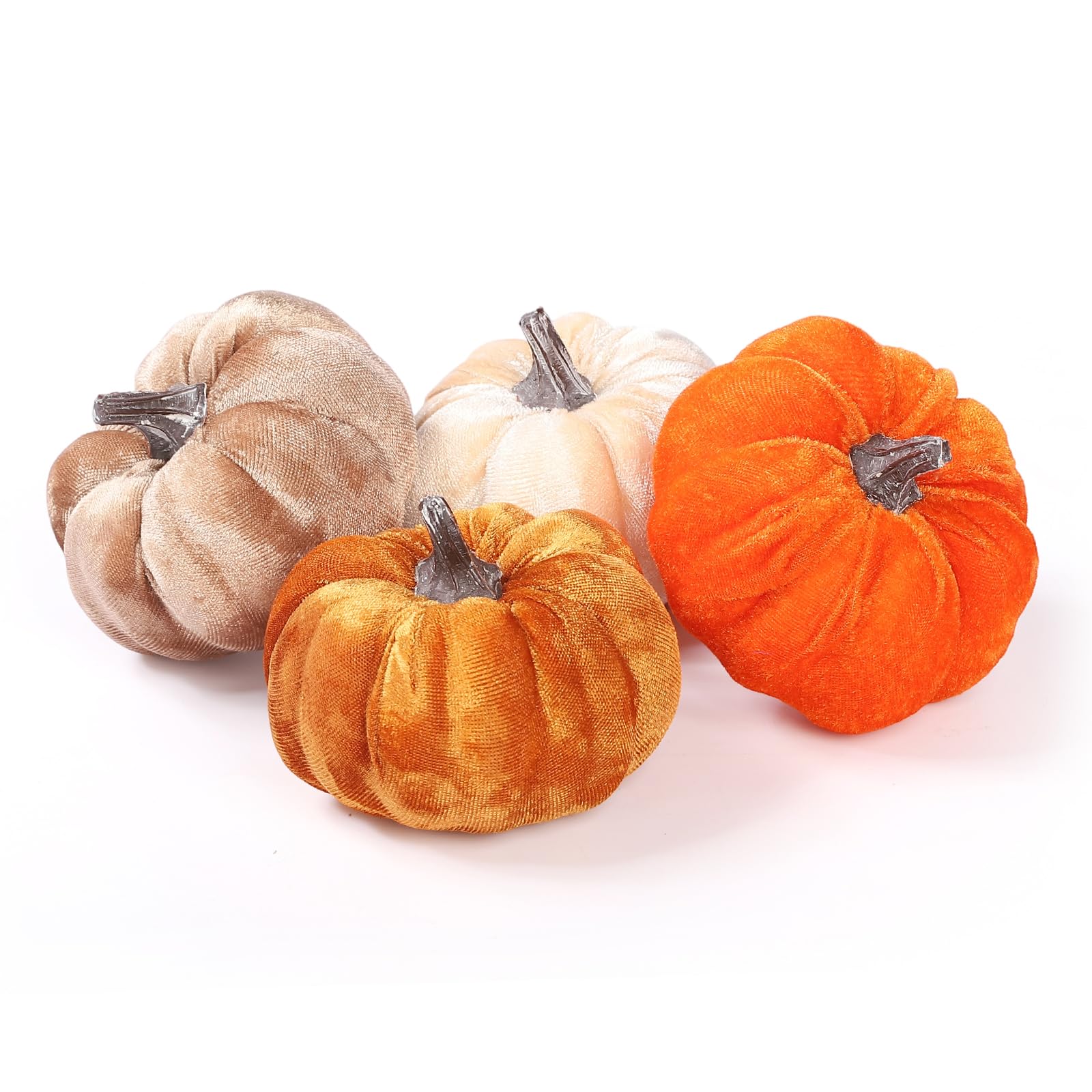 Calabazas artificiales de terciopelo sin mantenimiento para decoración del hogar